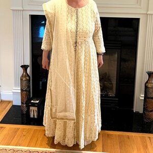 Ladlee Cream Embellished Formal Indian Dress